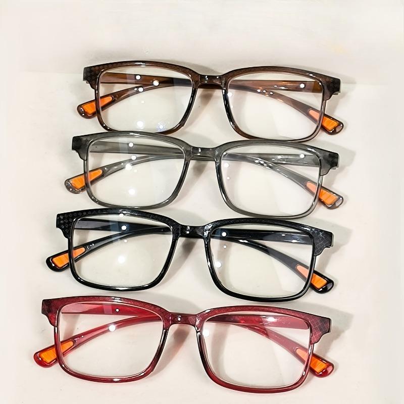 4pcs Square Reading Glasses, Retro Fashion Presbyopic Glasses Ultralight Readers for Women Men +1.0 To +4.0 +150