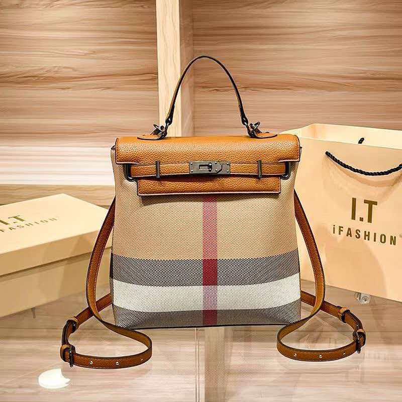 "2023 Women's Genuine Leather Plaid Shell Handbag - Versatile, Large Capacity, Shoulder & Messenger Bag"