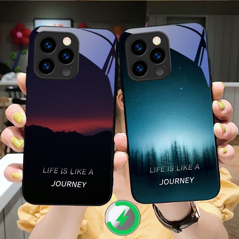 Lake Aurora Ice Surface Suitable For iPhone 16E 17 Pro Max 15 Pro 14 13 Plus 12 Mini 11 16 Air 17Pro Magnetism Glass Phone Case