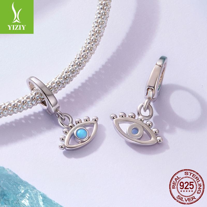 Opal Devil Eye Pendant Opening And Closing Button Head Personalized S925 Sterling Silver Bracelet Beaded Accessories