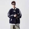 Unisex American Color Block Striped Hoodie, Heavyweight Baseball Jacket-Style Cardigan for Spring/Autumn