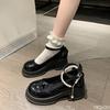 Fashion Spring summer round headed pearl bow thick sole single shoe casual simple comfortable versatile women's shoes for wear