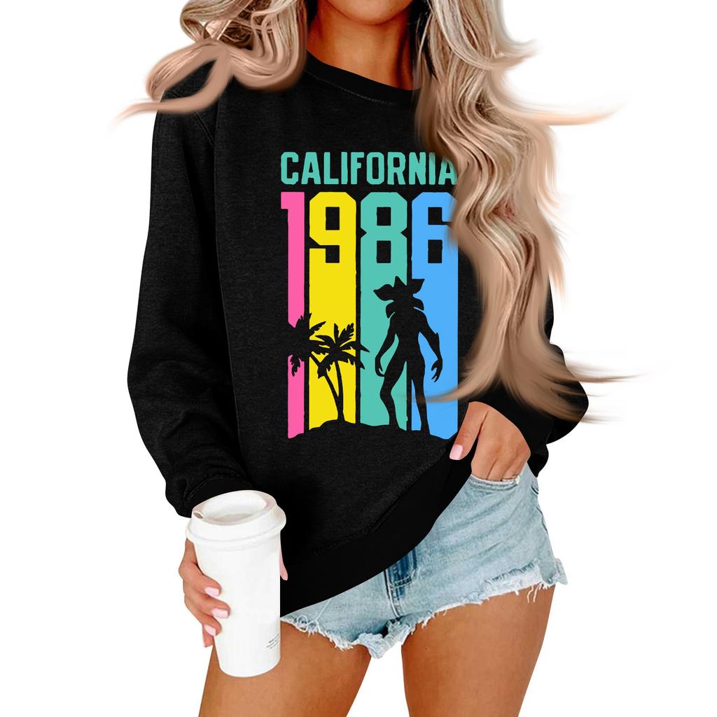 Women's And Men's Unisex Fashion Casual Long-sleeved Loose Printed Round Neck Pullover Hoodie Sweatshirt