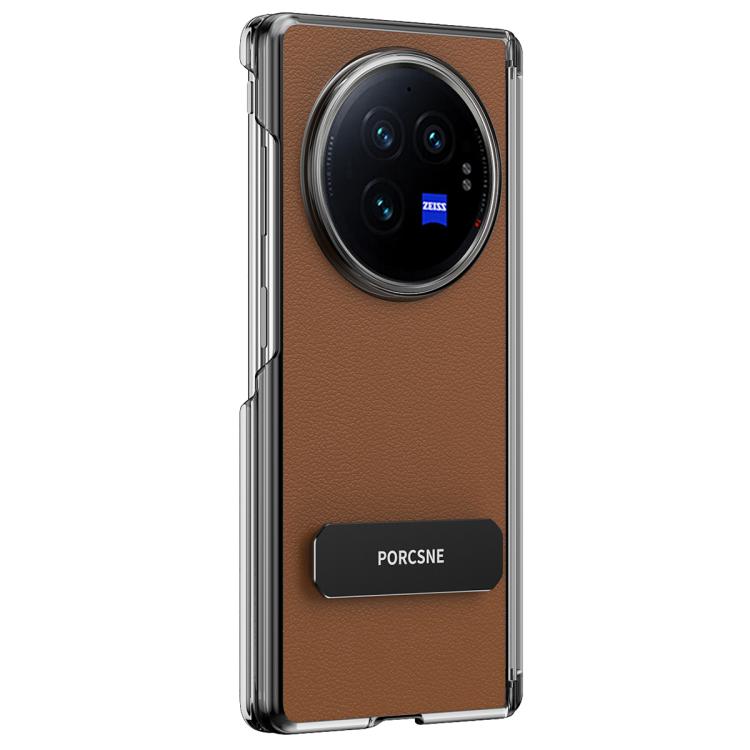 Vegan Leather Dual-Hinge 270° Rotation Metal Kickstand Phone Case For vivo X Fold3, Anti-Fingerprint Full Hinge Protection Protective Cover
