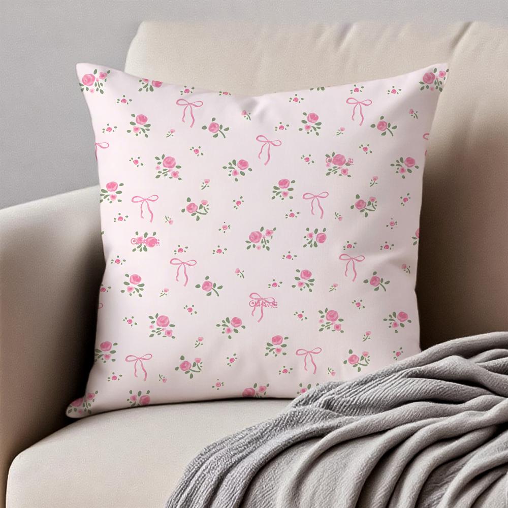 Elegant and fresh small floral patterns Cushion Cover Pillowcase Antidustmite Invisible Zipper Short Plush Sofa Cushion