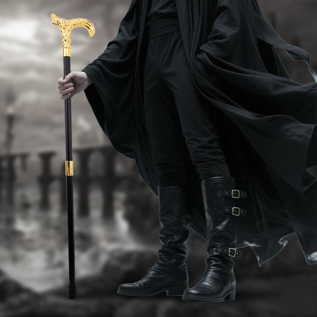 Golden Skull Flower Head Walking Cane Fashion Decorative Walking Stick Gentleman Elegant Cosplay Cane Knob Crosier 93cm