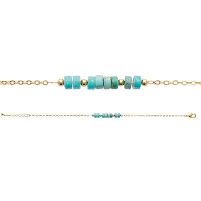 [R5830] - Vergoldetes Armband 'Mineralia' grün-gold (Jaspis)- 5 mm