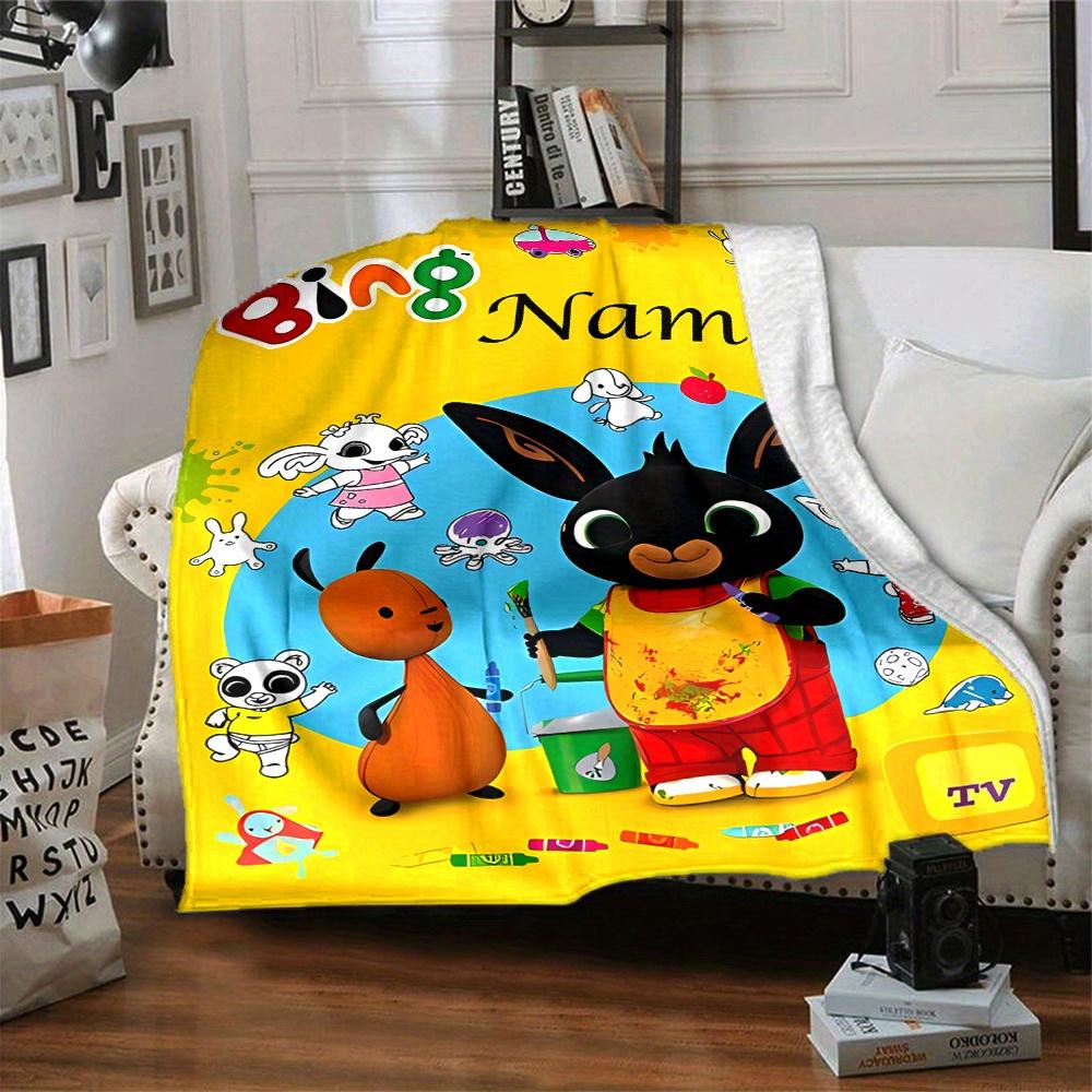 Bing Rabbit And Friends Themed Blanket Personalized Name Soft Warm And Versatile For Sofa Bed Office And Travel Machine Washable Comfortable In All