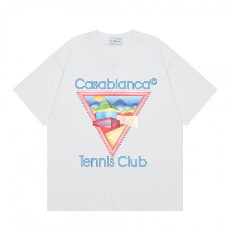 2026 Casablanca Print Loose Fit Cotton T-Shirt Men Youth Casual Wear