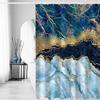 Navy Blue and Gold Marble Shower Curtain Modern Luxury Abstract Art Shower Curtains for Bathroom with Hooks Polyester Waterproof