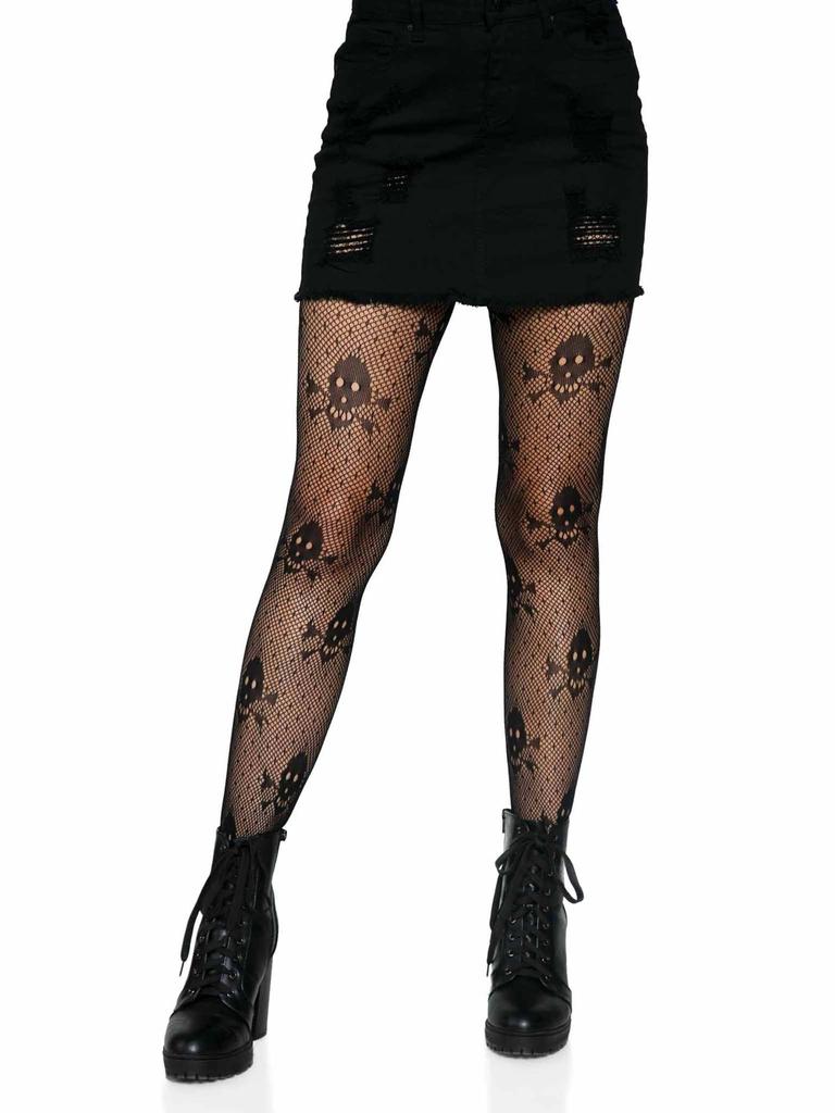 Warp Knitted Seamless Trend Jacquard Fishing Net Socks, Little Love Tiger Pattern Grid Black Stockings