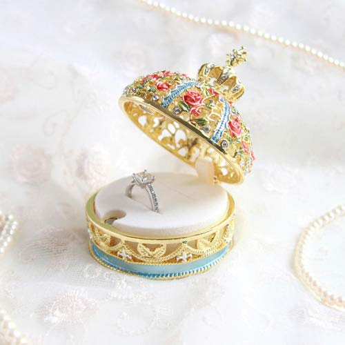 PIEARTH Rose Crown Jewelry Box EX601 (Gold Blue)