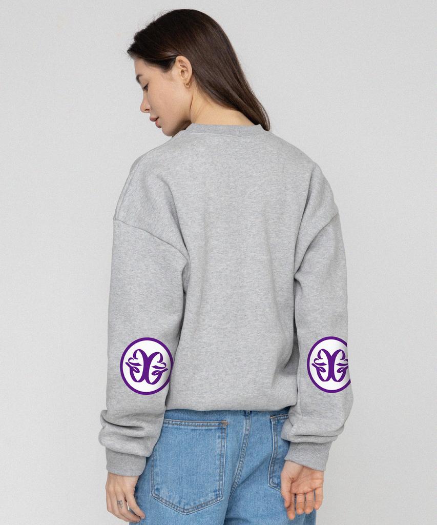 GRAVER [Unisex] Elbow Deco Logo Sweatshirt_Gray/Purple Logo