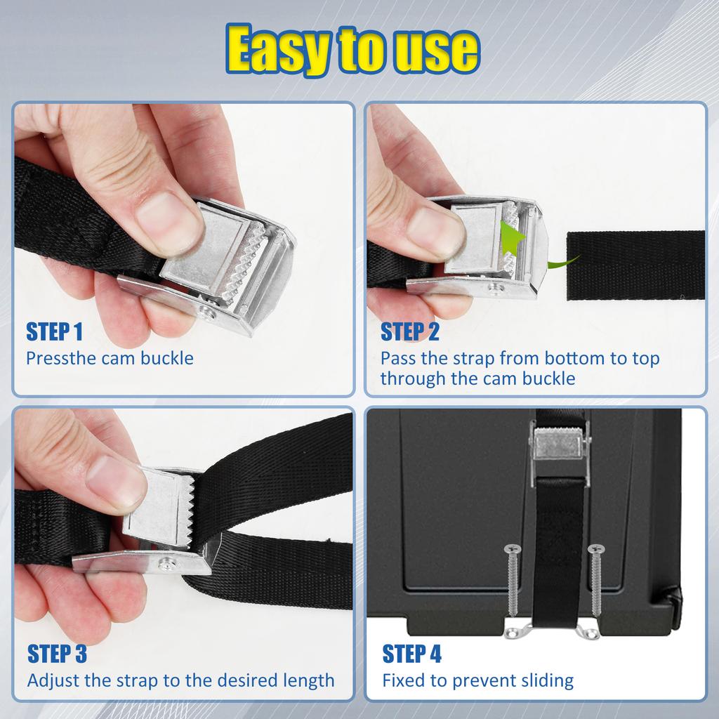 2Pcs Battery Tie Down Strap Kit Portable Battery Box Hold Down Strap Kit Wear Resistant RV Battery Hold Down Straps 2m