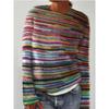 Women's Crew Neck Long Sleeve 3D Print Knit Sweater Loose Fit Casual Pullover Top