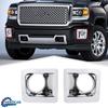 Chrome Front Fog Light Lamp Frame Trim Cover Bezels Fit For GMC SIERRA 2014-15