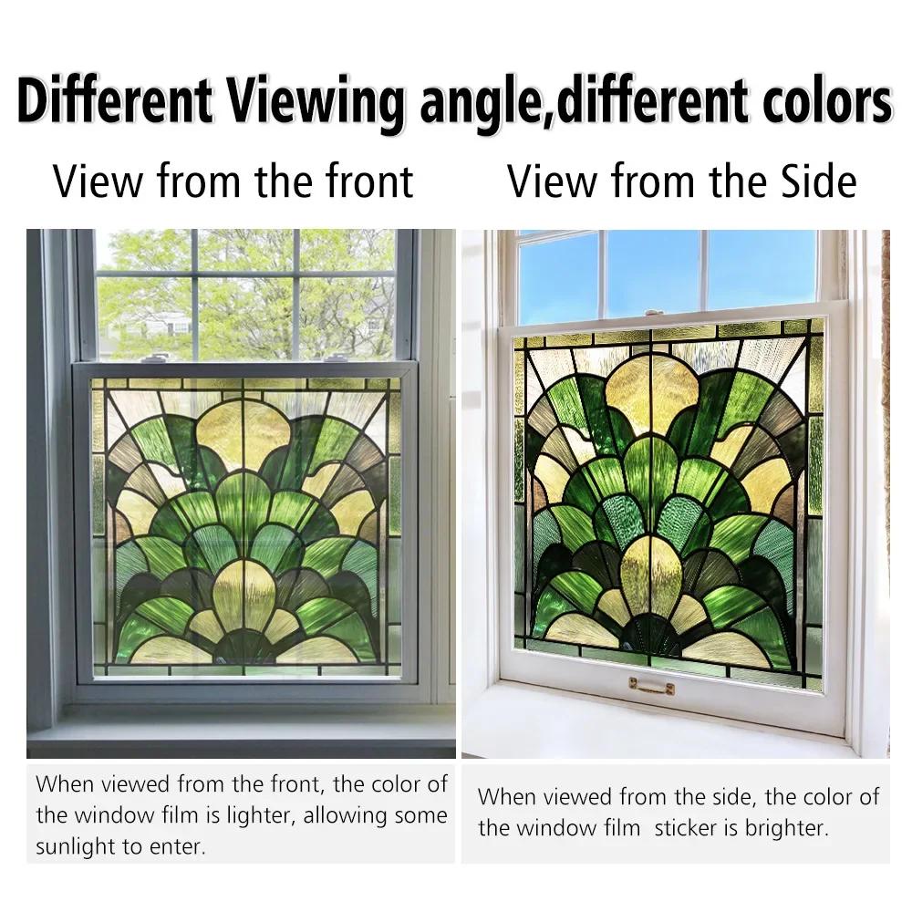 Abstract Stained Glass Window Sticker Electrostatic Glass Stickers PVC Privacy Window Film Living Room Bathroom Home Decor