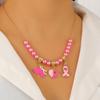 Breast Cancer Awareness Necklace & AIDS Prevention Bracelet with Red Ribbon Badge