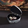 1PC Alloy Antique Jewelry Box Silver Heart Shape Ring Box Classic Portable Small Trinket Storage Organizer Chest for Jewelry