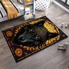 "Black Wolf with Golden Eyes Carpet, Mandala Floral Pattern Design" Suitable for Use As an Anti-slip for Living Room Bedroom Sofas