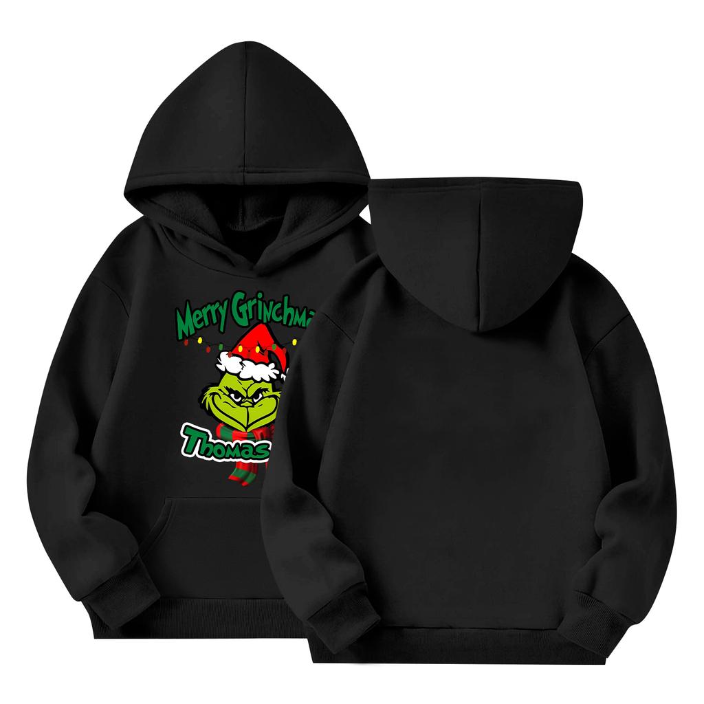Children's Long-sleeved Loose-fitting Pullover Hoodie With Drawstring And Solid Color