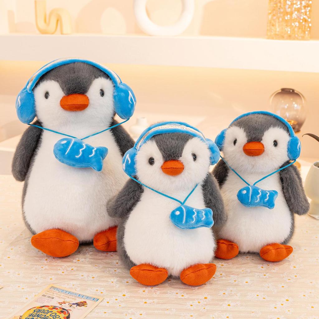 Plush Little Penguin Headphone Pillow - Stuffed Toy & Birthday Gift for Girls