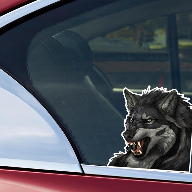 Car Sticker Cool Gray Angry Wolf Window Wall Automobiles Motorcycles Exterior Accessories Reflective PVC Decals