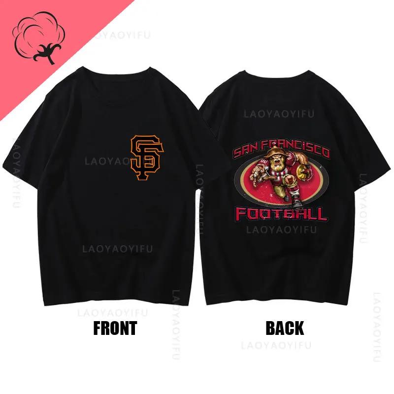San Franciscos Tee Tops San Franciscos 49ers Logo Streetwear Cotton Unisex Man T-shirt
