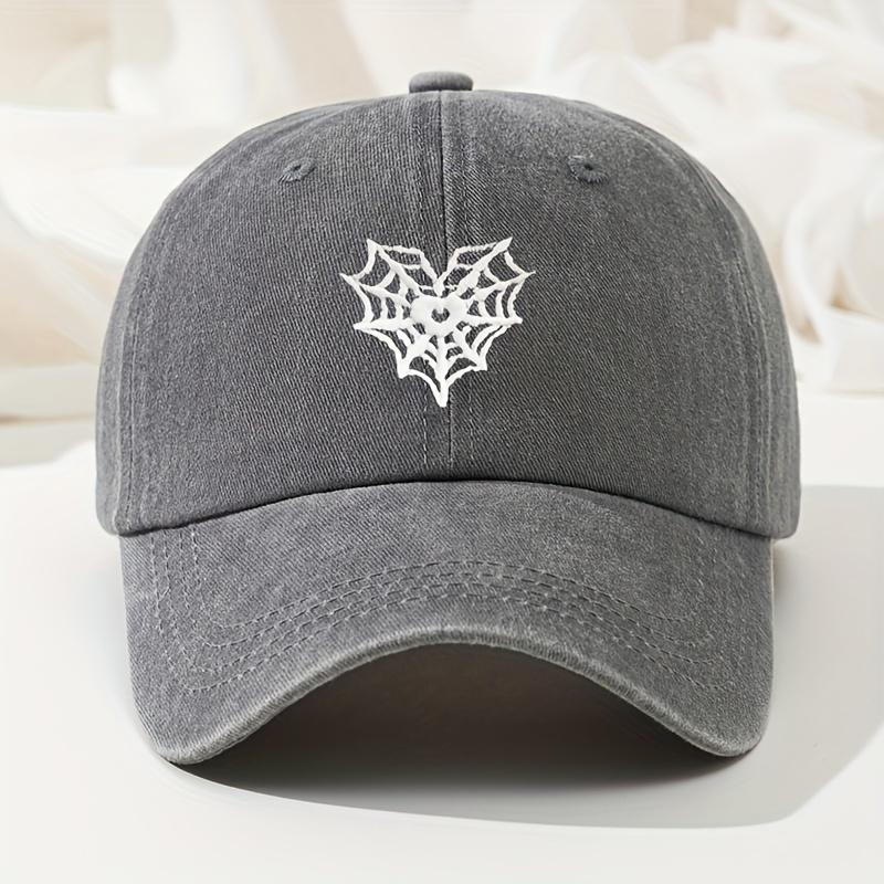 Spider Web Embroidered Knitted Hat, Outdoor Versatile Hip-hop Hat, Retro Washed Casual Hat, Adjustable and Versatile