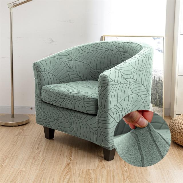 Leaves Jacquard Tub Chair Cover Stretch Armchair Cover Club Sofa Slipcover For Living Room Couch Covers With Seat Cushion Covers