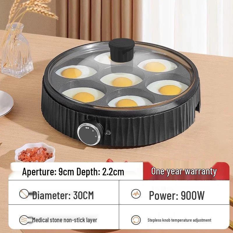 Non-stick 7-Hole Egg Frying Pan for Breakfast and Hamburgers