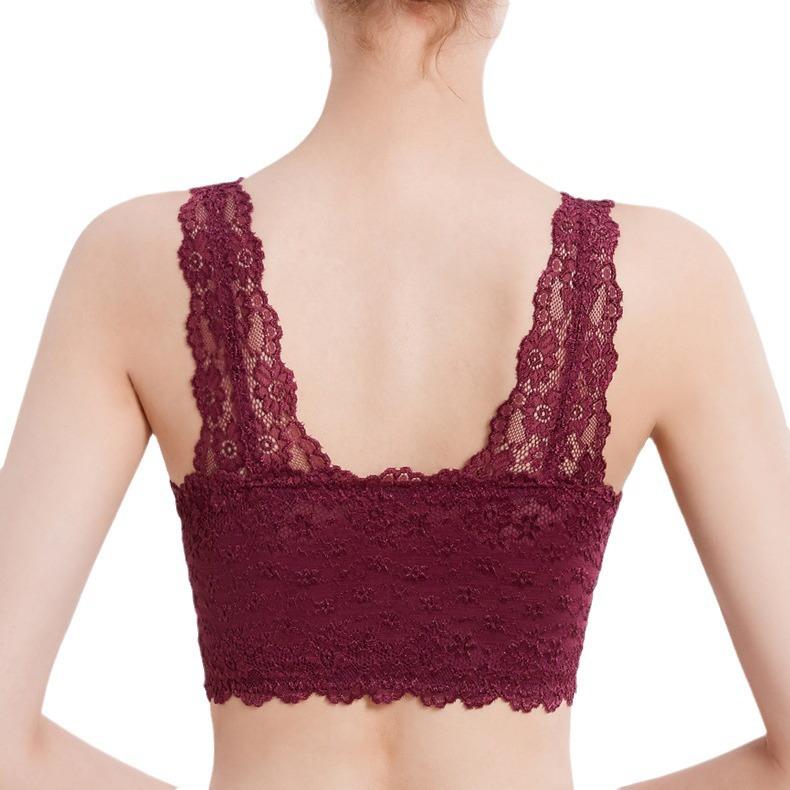 Front Buckle Underwear Sexy Lace Bra Gather Large Bust Large Size Front Zipper Women's Bra
