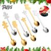 Cute Bear Coffee Stirrers 4Pcs Christmas Dessert Spoons, Stainless Steel Spoons with Gingerbread Star Shaped Stirring Man Stocking Snowman Handle,
