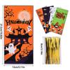 50pcs Trick or Treat Halloween Candy Bags Transparent Cellophane Food Plastic Pack Gift Bag Snack Pouch Pumpkin Bat