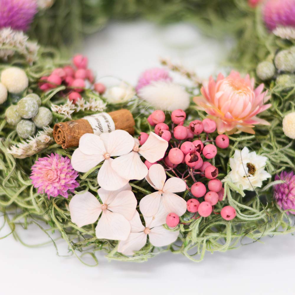 Spanish Moss Wreath Natural Wreath with Preserved and Dried Flowers 210mm x 50mm x 210mm Spanish Moss Lulu's - - Size Approx. (W) (H) (H) - -
