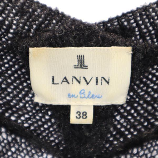 LANVIN en Bleu Wool Blend Design Short Sleeve Design Sweater 38 Gray Knit Women Used