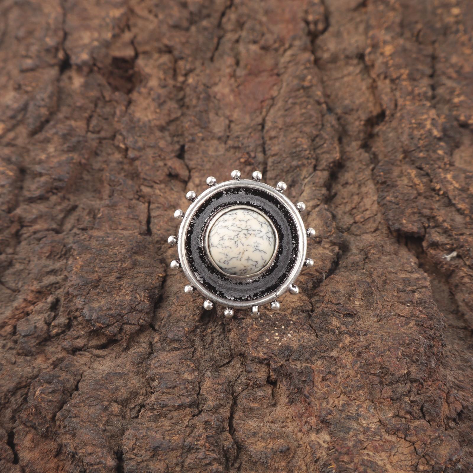 

Sisters Day Sale Dendrite Opal Stone 925 Sterling Silver Statement Art Deco Ring RR-49-33 15