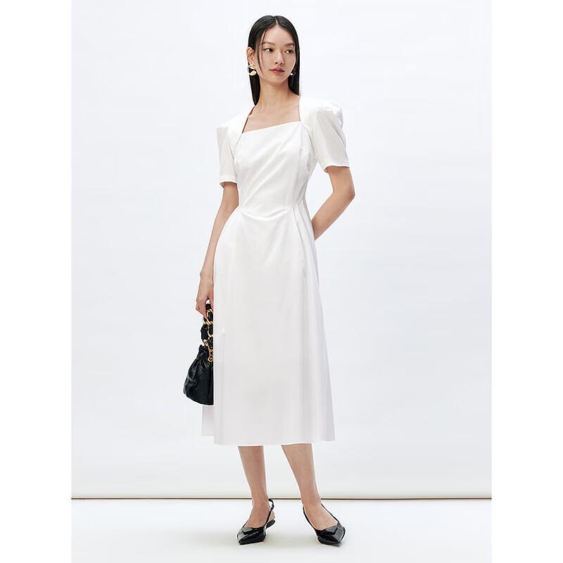 Women's French Square Neck A-Line Midi Dress