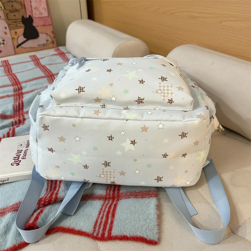 Star Print Large Capacity Backpack Grade 3-6 Student Schoolbag