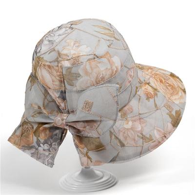 Mesh Flower Streamer Sun Hat Flower Print Breathable Bucket Hats Spring Summer Casual Sunshade Hats for Women