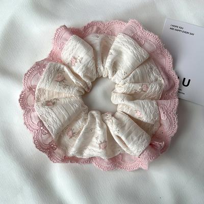 Francouzská sladká krajková ozdobná látka scrunchies držák na culík gumičky do vlasů květina elastická vlasová gumička pro ženy dívky vlasové doplňky