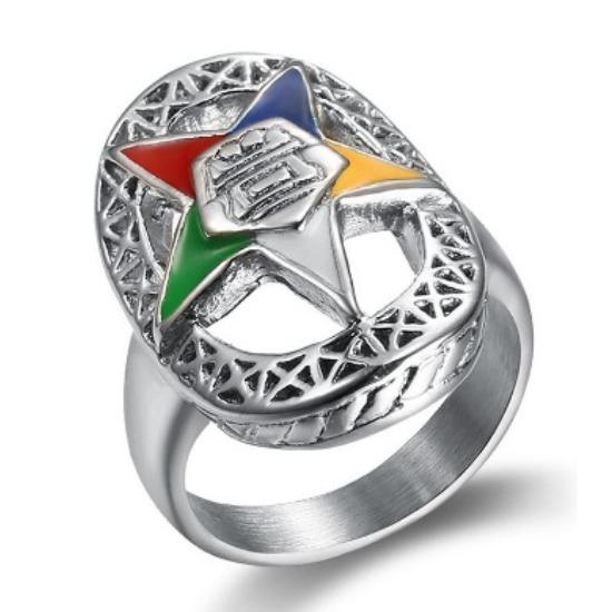 Men'S And Women'S Titanium Steel Epoxy Star Ring Stainless Steel Water Drop-Shaped Pentagram Epoxy Ring Ring
