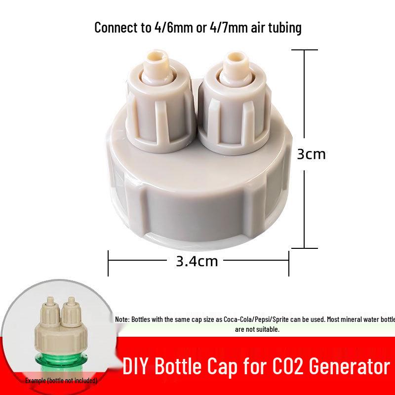 DIY CO2 Reactor Bottle Cap with Sealing Ring, Double-Head, Thickened for Experiments