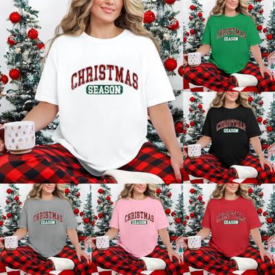 Women's Casual Printed T-Shirt Round Neck Pullover Short Sleeve Top