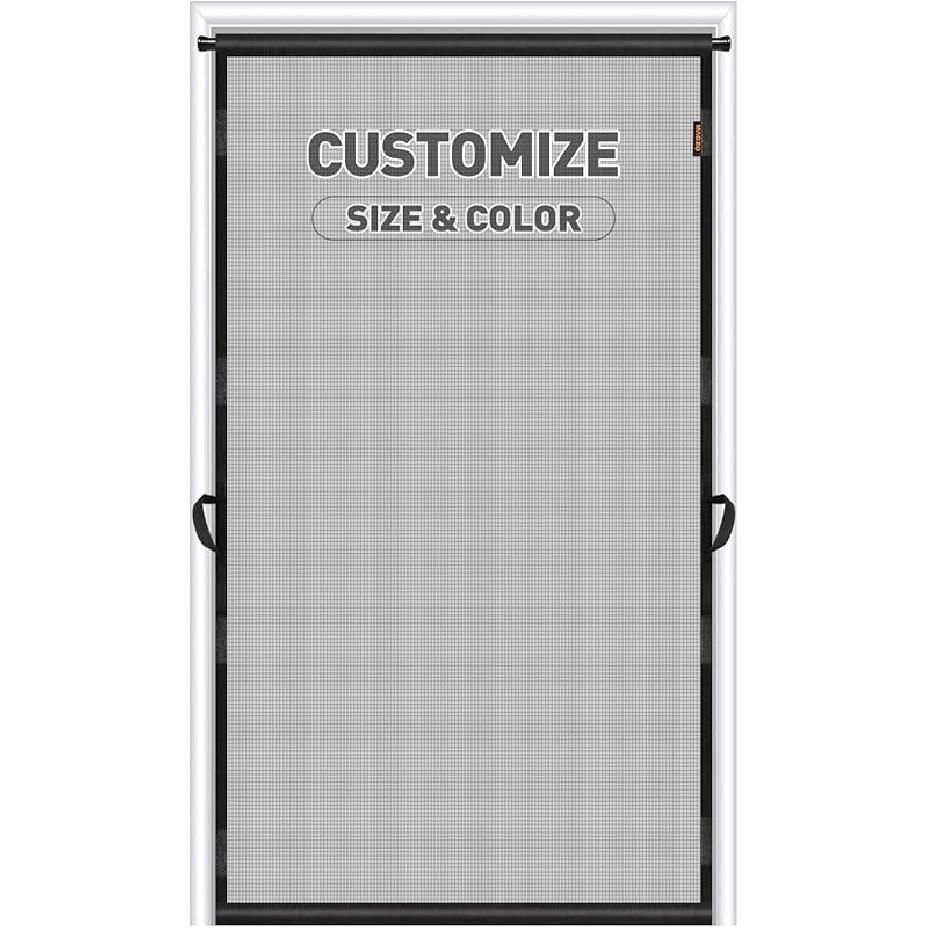 MAGZO Индивидуальная подвесная сетчатая дверь 20  - 32  Ширина, Улучшенная полиэстеровая сетка для двери с выдвижным натяжным стержнем, Легкая установка, Утяжеленная 20  - 32  Width