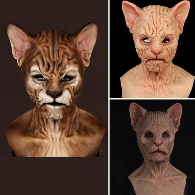Halloween Kanadische Tiere haarlos Grimmige Maske Katzen Tanzparty lustige Maske Terror Fantasy-Spiel Latexhauben Latexmaske Unisex