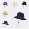 Drawstring Sunshade Fishing Hat Nylon Sunscreen Basin Cap Sun Cap Men's Fisherman Hat  Summer