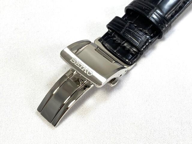 L0E5011J9 SEIKO Presage 20mm Leather Strap with Crocodile for via Buckle, Black, SARD011/ 6R24-00F0 (Ships Nekoposu)