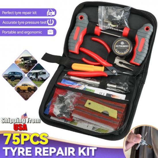 75pcs Tire Repair Kit Tire Plug Kit Universal Tubeless Tire Plug Flats Patch Kit
