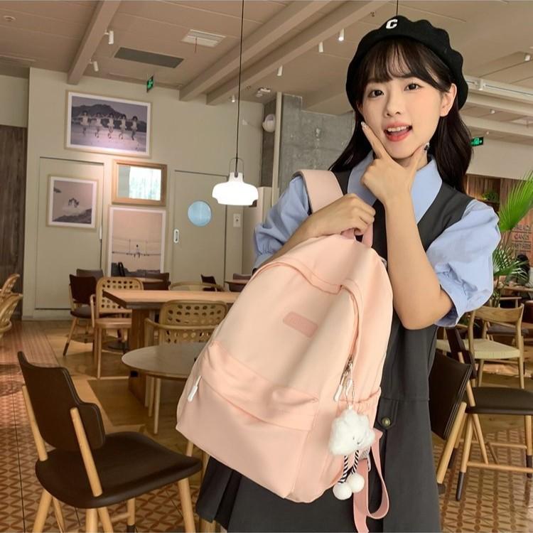 Schoolbag, forest style, multi-compartment ins, solid color, simple, dirt-resistant, versatile backpack, junior high, high school, college backpack